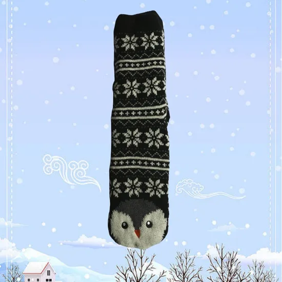 Chaussettes d'hiver en tricot épais doublées de polaire Sherpa pour femmes, pantoufles thermiques floues avec pinces, chaussettes de noël moelleuses